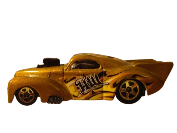 Hot Wheels 2008 - Collector # 061/196 - All Stars 21/36 - '41 Willys - Metalflake Gold - USA '09 Card