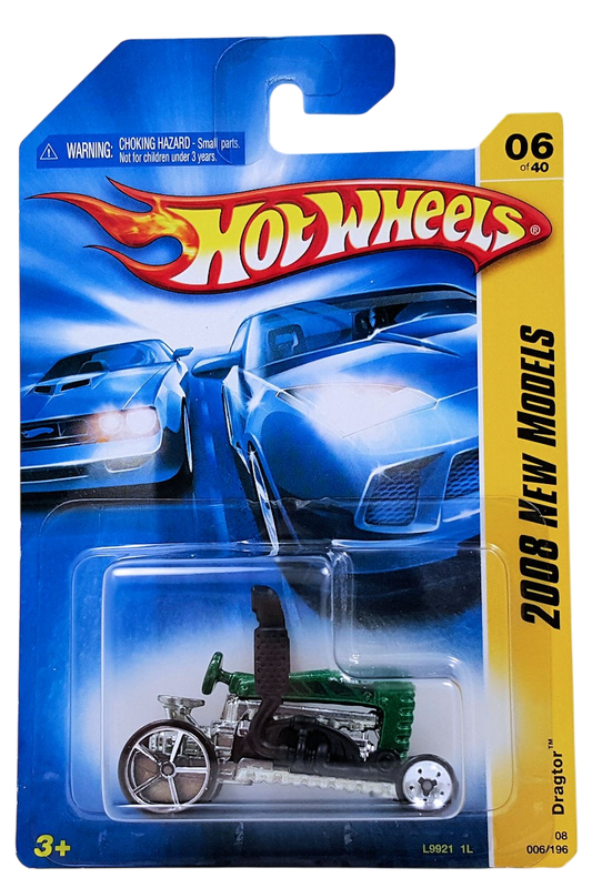 Hot Wheels 2008 - Collector # 006/196 - New Models 6/40 - Dragter (Tractor) - Green - Large OH5Sp Rear Wheels - USA Card