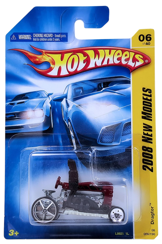 Hot Wheels 2008 - Collector # 006/196 - New Models 6/40 - Dragter (Tractor) - Red - Large OH5Sp Rear Wheels - USA Card