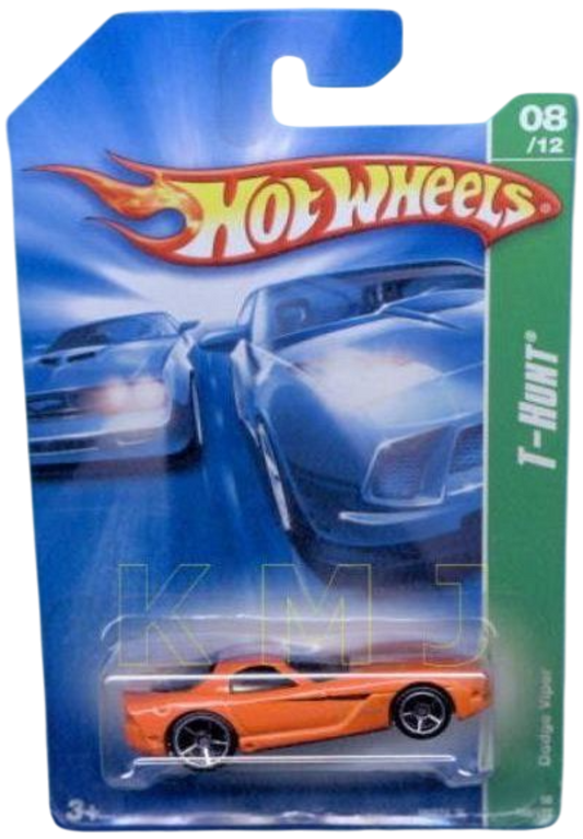 Hot Wheels 2008 - Collector # 168/172 - T-Hunt 8/12 - Dodge Viper - Orange - OH5SP Wheels - International Card