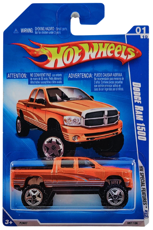Hot Wheels 2009 - Collector # 087/190 - HW Special Features 01/10 - Dodge Ram 1500 - Orange - Truck Bed Opens - International Card