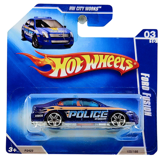 Hot Wheels 2009 - Collector # 109/166 - HW City Works 3/10 - Ford Fusion - Blue / Police - Short Card