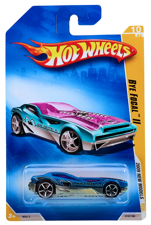 Hot Wheels 2009 - Collector # 010/190 - New Models 10/42 - Bye Focal II - Blue Body / Transparent Purple Wndows & Roof - OH5Sp Wheels - USA Card