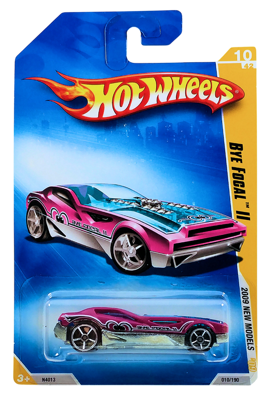 Hot Wheels 2009 - Collector # 010/190 - New Models 10/42 - Bye Focal II - Purple Body / Transparent Blue Windows & Roof - OH5Sp Wheels - USA Card