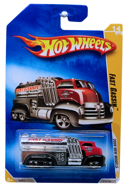 Hot Wheels 2009 - Collector # 014/190 - New Models 14/42 - Fast Gassin - Red Cab / Chrome Tank / Black Fenders - 5 Spoke Wheels - USA Card