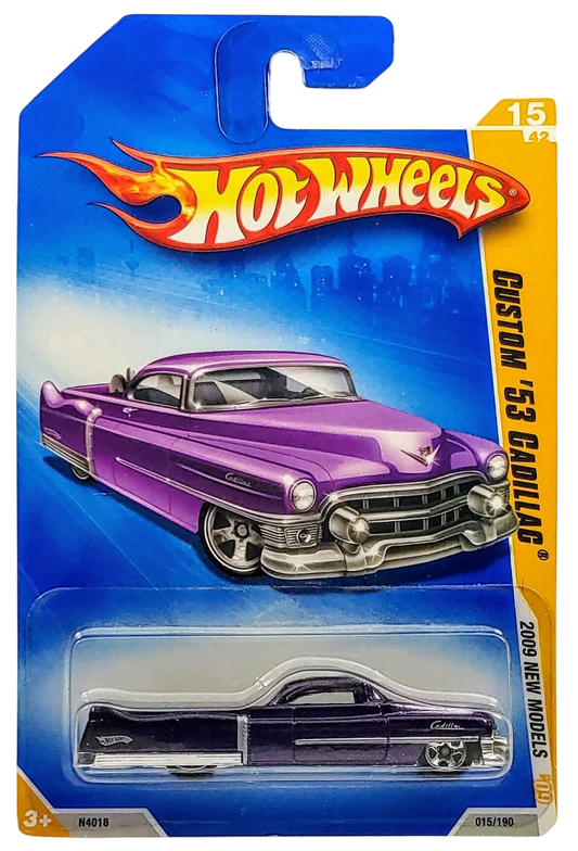 Hot Wheels 2009 - Collector # 015/190 - New Models 15/42 - Custom '53 Cadillac - Metalflake Purple - 5 Spoke Wheels - USA Card