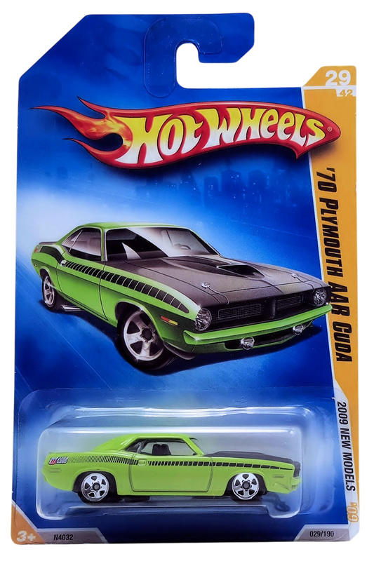 Hot Wheels 2009 - Collector #29 - New Models #29/42 - '70 Plymouth AAR Cuda - Green - USA Card