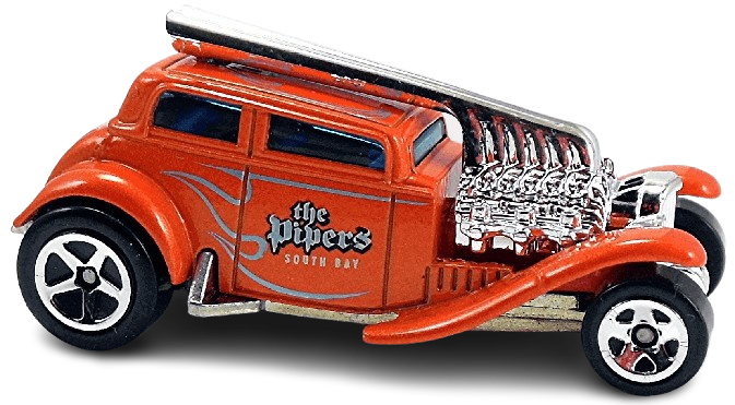 Hot Wheels 2010 - Collector # 145/240 - HW Hot Rods 7/10 - Straight Pipes - Orange / 'The Pipers' South Bay - USA Card with Factory Set Sticker