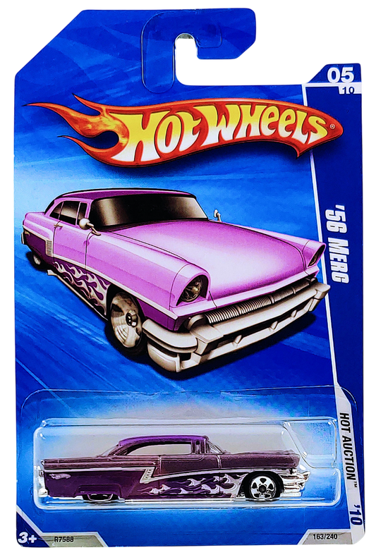 Hot Wheels 2010 - Collector # 163/240 - Hot Auction 5/10 - '56 Merc - Purple Metalflake - Opening Hood - USA Card