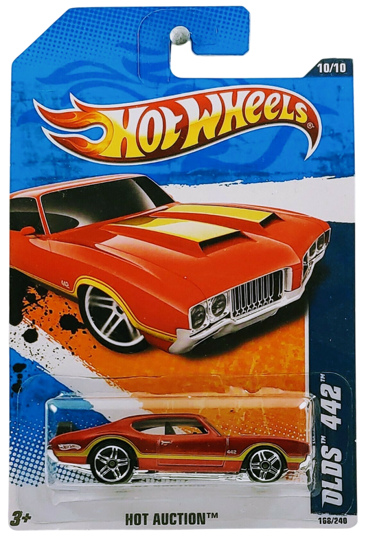 Hot Wheels 2010 - Collector # 168/240 - Hot Auction 10/10 - Olds 442 - Red Metalflake - PR5 Wheels - USA Card