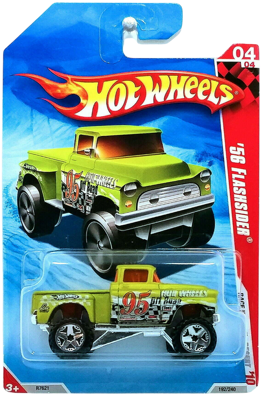 Hot Wheels 2010 - Collector # 192/240 - Race World / Desert 4/4 - '56 Flashsider 4X4 - Satin Antifreeze / #95 - USA '11 Card