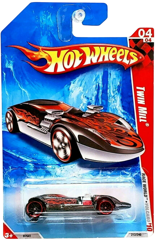 Hot Wheels 2010 - Collector # 212/240 - Race World / Volcano 4/4 - Twin Mill - Black / Flames - PR5 Wheels - USA Card
