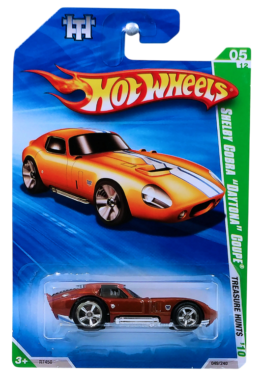 Hot Wheels 2010 - Collector # 049/240 - SUPER Treasure Hunts 5/12 - Shelby Cobra 'Daytona' Coupe - Spectraflame Orange - Real Riders - USA Card