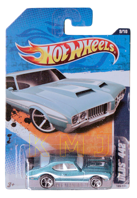 Hot Wheels 2011 - Collector # 109/244 - Muscle Mania 9/10 - Olds 442 - Metalflake Teal - M5 Wheels - USA Card
