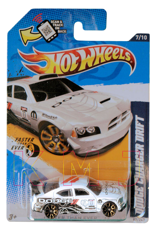 Hot Wheels 2012 - Collector # 097/247 - Faster Than Ever 7/10 - Dodge Charger Drift - White - FTE 2 Wheels - USA Card