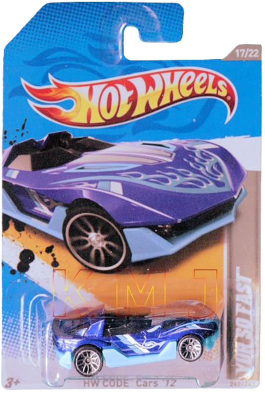 Hot Wheels 2012 - Collector # 242/247 - HW Code Cars 17/22 - Yur So Fast - Blue - J5 Wheels - USA Card