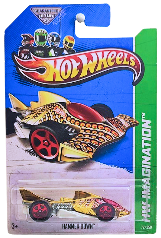 Hot Wheels 2013 - Collector # 072/250 - HW Imagination / Surf Patrol - Hammer Down - Gold Chrome - USA Card