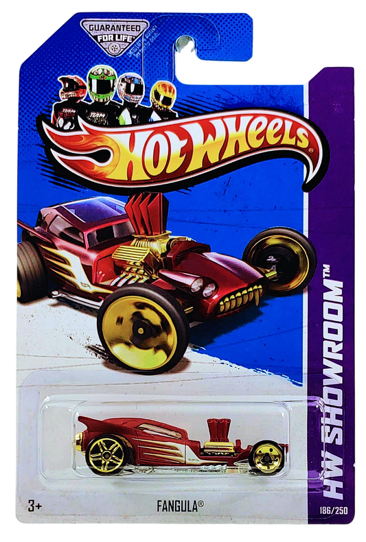 Hot Wheels 2013 - Collector # 186/250 - HW Showrom / American Turbo - Fangula - Satin Red - Gold PR5 Wheels Rear & Gold Skinny Wheels Front - USA Card