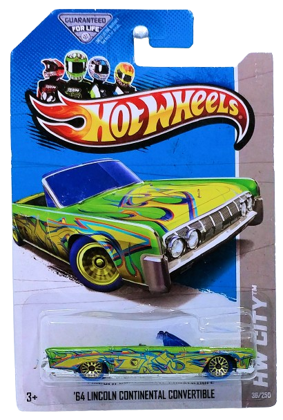 Hot Wheels 2013 - Collector # 036/250 - HW City / Graffiti Rides / Treasure Hunts - '64 Lincoln Continental Convertible - Metallic Light Green / Circle Flame Logo on Side - USA Card
