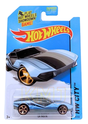 Hot Wheels 2014 - Collector # 034/250 - HW City / Speed Team / Treasure Hunts - La Fasta - Blue & Black - M5 Wheels - USA 'Showdown' Card