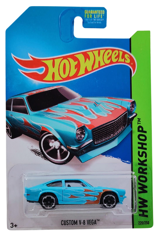 Hot Wheels 2014 - Collector # 220/250 - HW Workshop / Heat Fleet - Custom V-8 Vega - Sky Blue - MC5 Wheels - USA Card