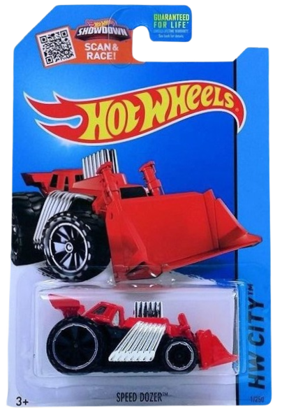 Hot Wheels 2015 - Collector # 001/250 - HW City / HW City Works - Speed Dozer - Red - USA 'Showdown' Card