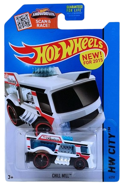 Hot Wheels 2015 - Collector # 004/250 - HW City / HW City Works / New Models - Chill Mill - White - USA 'Showdown' Card