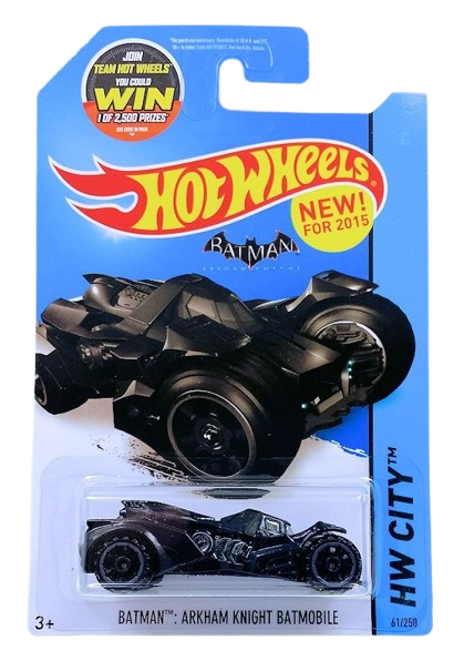 Hot Wheels 2015 - Collector # 061/250 - HW City / Batman - Batman: Arkham Knight Batmobile - Black - USA 'WIN' Card
