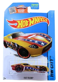 Hot Wheels 2015 - Collector # 069/250 - HW City / HW All Stars / Treasure Hunts - Fast Felion - Gold - USA 'Showdown' Card