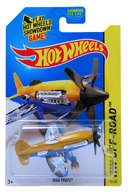 Hot Wheels 2015 - Collector # 092/250 - HW Off-Road / Sky Show - Mad Propz - Gold / Blue - USA 'Showdown' Card