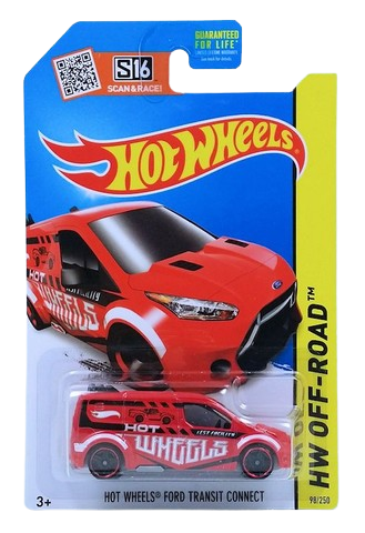 Hot Wheels 2015 - Collector # 098/250 - HW Off-Road / Hot Wheels Test Facility - Hot Wheels Ford Transit Connect - Red - 'Scan & Race' Card
