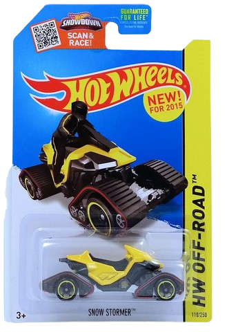 Hot Wheels 2015 - Collector # 110/250 - HW Off-Road / Ice Mountain / New Models - Snow Stormer - Yellow - USA 'Showdown' Card
