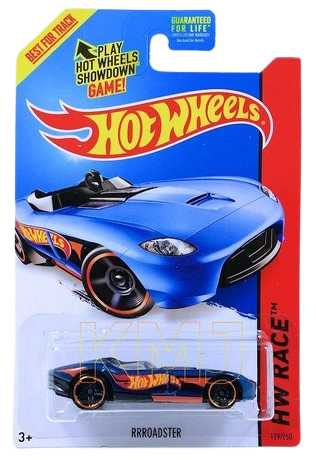Hot Wheels 2015 - Collector # 129/250 - HW Race / HW Race Team - RRRoadster - Blue Metalflake - USA 'Showdown' Card