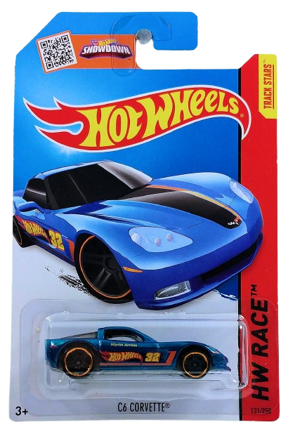Hot Wheels 2015 - Collector # 131/250 - HW Race / HW Race Team - C6 Corvette - Blue Metalflake - International 'Showdown' Card