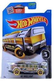 Hot Wheels 2016 - Collector # 037/250 - Super Chromes 2/10 - Hot Wheels High (School Bus) - Chrome Body / Yellow Windows - USA 'Showdown' Card