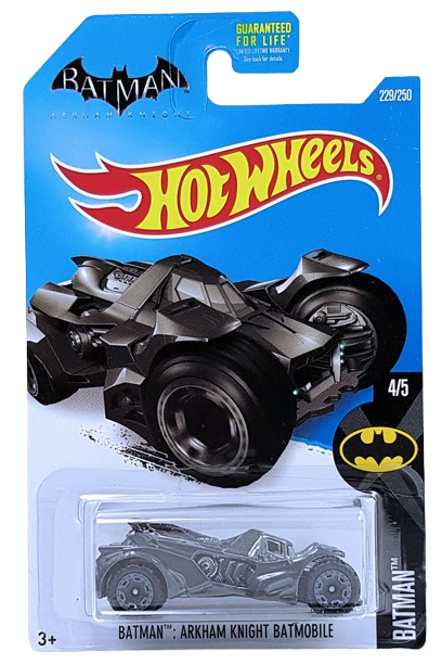 Hot Wheels 2016 - Collector # 229/250 - Batman 4/5 - Batman: Arkham Knight Batmobile - Dark Gray Metalflake - Black Windshield - USA 'Batman' Card