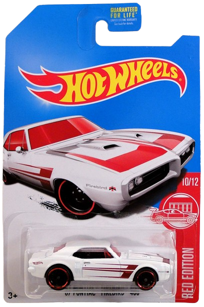 Hot Wheels 2017 - Collector # ---/365 - Red Edition 10/12 - '67 Pontiac Firebird 400 - White / Red Stripes - Target Exclusive - USA Card