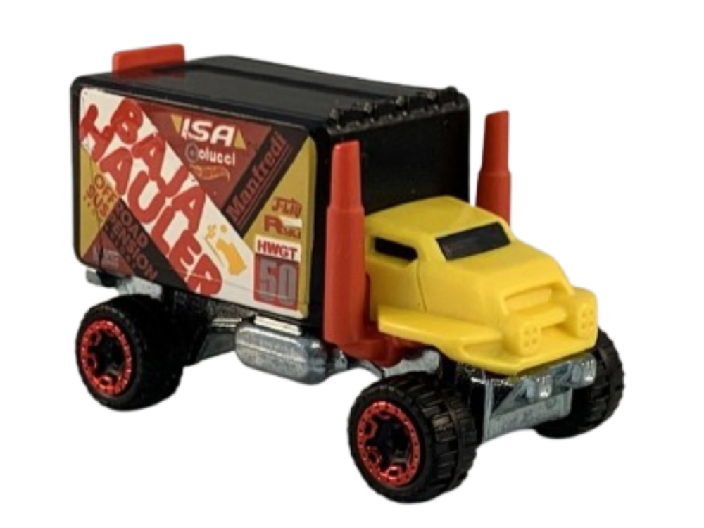 Hot Wheels 2017 - Collector # NONE - HW City Works 2/10 (HW Hot Trucks) - Baja Hauler - Yellow Cab / Black Box - KMart Exclusive - USA 50th Card