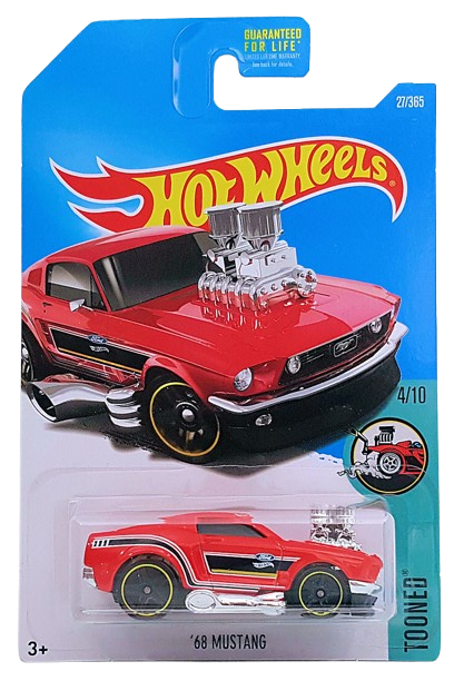 Hot Wheels 2017 - Collector # 027/365 - Tooned 4/10 - '68 Mustang - Red - USA Card