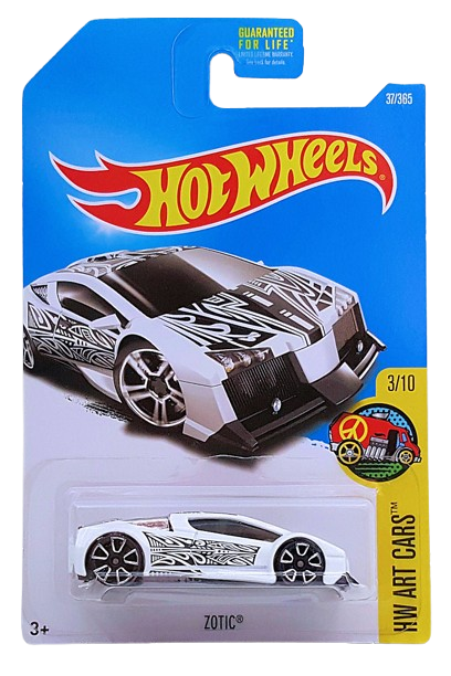 Hot Wheels 2017 - Collector # 037/385 - HW Art Cars 3/10 - Zotic - White - TRAP5 Wheels - USA Card