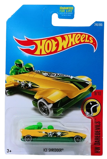Hot Wheels 2017 - Collector # 240/365 - HW Daredevils 9/10 - Ice Shredder - Yellow - Green Riders - USA Card