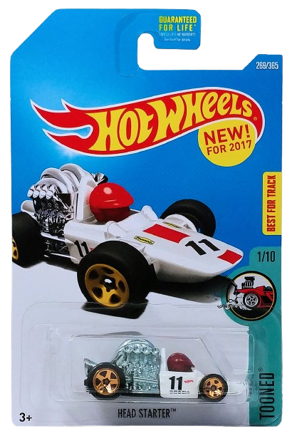 Hot Wheels 2017 - Collector # 369/365 - Tooned 1/10 - New Models - Head Starter - White / #11 - USA Card