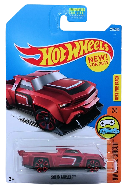 Hot Wheels 2017 - Collector # 292/365 - HW Digital Circuit 2/5 - New Models - Solid Muscle (Pickup Truck) - Satin Red Metalflake - USA Card