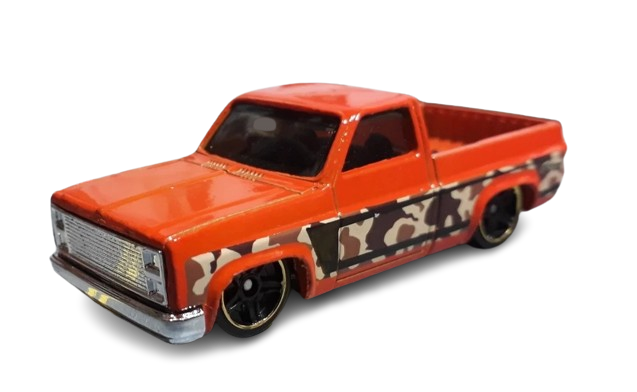 Hot Wheels 2017 - Camouflage Truck Series 4/8 - '83 Chevy Silverado - Orange - Walmart Exclusive