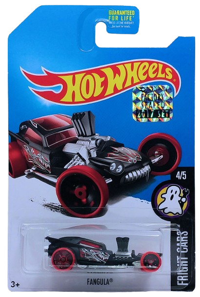 Hot Wheels 2017 - Collector # ---/365 - Fright Cars 4/5 - Treasure Hunts - Fangula - Matte Black / Circle Flame Logo on Sides - USA Card with Factory Set Sticker