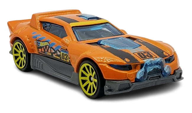 Hot Wheels 2018 - Collector # NONE - HW Daredevils 5/5 - Rally Cat - Orange - USA 50th Card with Factory Sticker