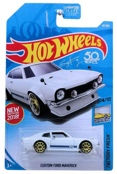 Hot Wheels 2018 - Collector # 097/365 - Factory Fresh 4/10 - New Models - Custom Ford Maverick - White - USA 50th Card