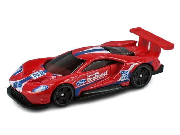 Hot Wheels 2018 - Collector # 195/365 - Legends of Speed 4/10 - 2016 Ford GT Race - Red / #22 - PR5 Wheels - USA Card with Factory Set Sticker