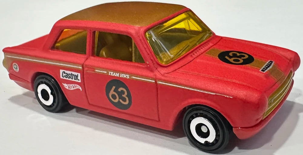 Hot Wheels 2026 - Collector # 067/250 - HW Euro 3/10 - Lotus Cortina - Satin Cherry Red / #63 - Aero Disc Wheels - USA '2026' Card