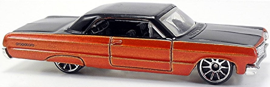 Hot Wheels 2006 - Collector # 059/223 - dropstars 4/5 - 1964 Chevy Impala - Black over Metalflake Dark Orange - 10 Spoke Wheels - USA Card